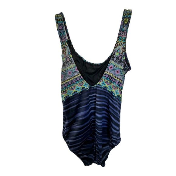 Longitude Robby Len Swimsuit One Piece Plus Size 14 Long Torso High Neck - Picture 2 of 5